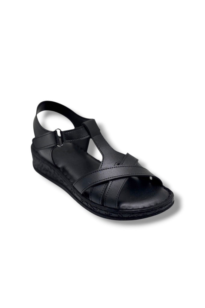 Caprito SD011-26 Cilt Çapraz Bant Anatomik Dolgu Taban Kadın Sandalet