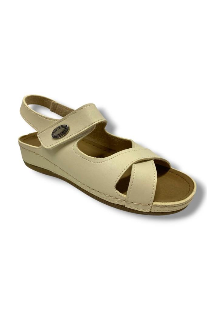 Carlaverde 5955-25 Deri Anatomik Çapraz Bant Kadın Sandalet
