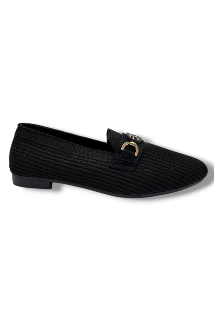 Ceylan Shoes 160-26 Triko Taşlı Toka Anatomik Kadın Babet