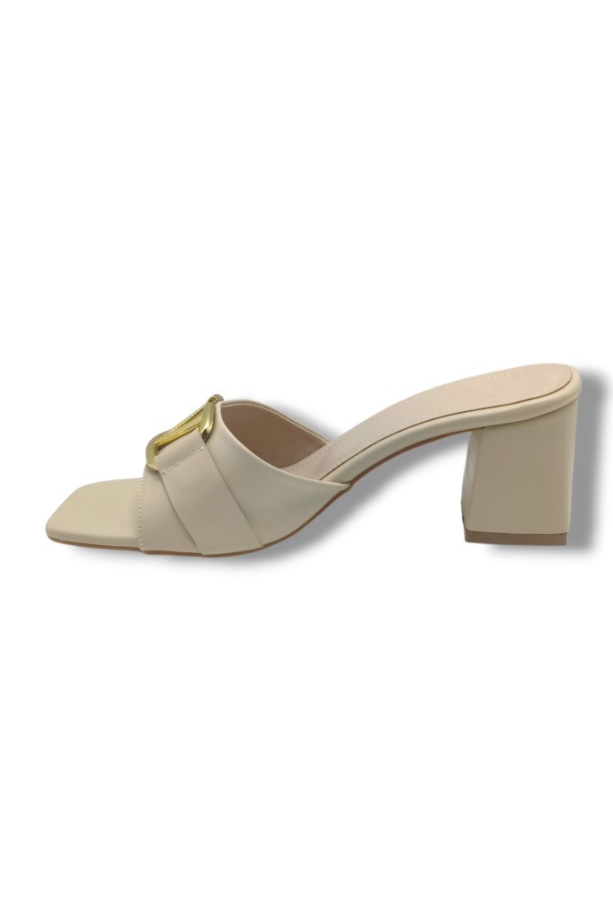 Ceylan Shoes 225-26 Cilt V Tokalı Kalın Topuk Kadın Terlik