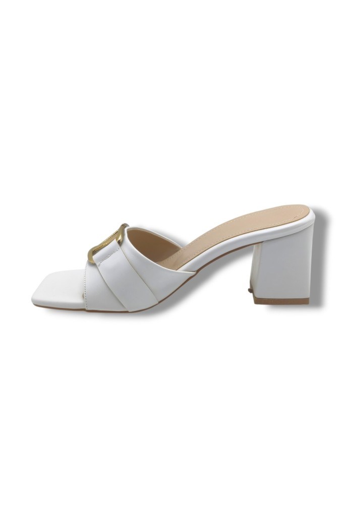 Ceylan Shoes 225-26 Cilt V Tokalı Kalın Topuk Kadın Terlik