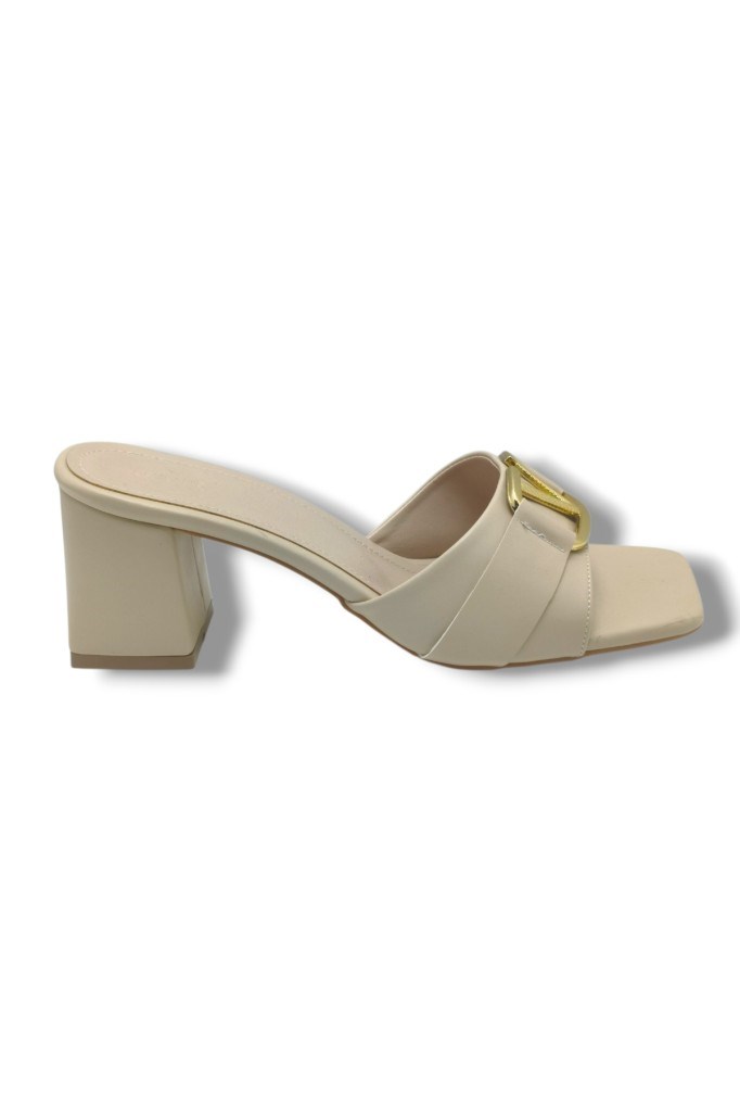 Ceylan Shoes 225-26 Cilt V Tokalı Kalın Topuk Kadın Terlik