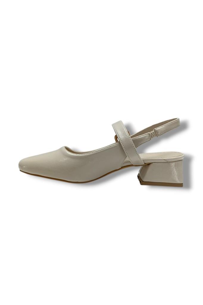 Ceylan Shoes 315-26 Kırışık Rugan Deri Kısa Kare Topuk Arkası Açık Kadın Ayakkabı
