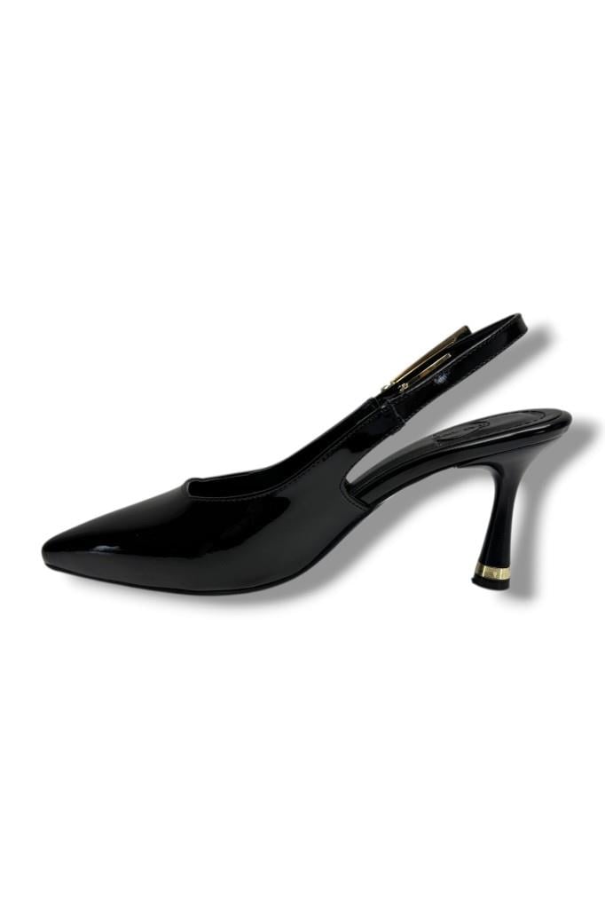 Ceylan Shoes 421-26 Rugan Deri Arkası Açık İnce Topuk Kadın Stiletto