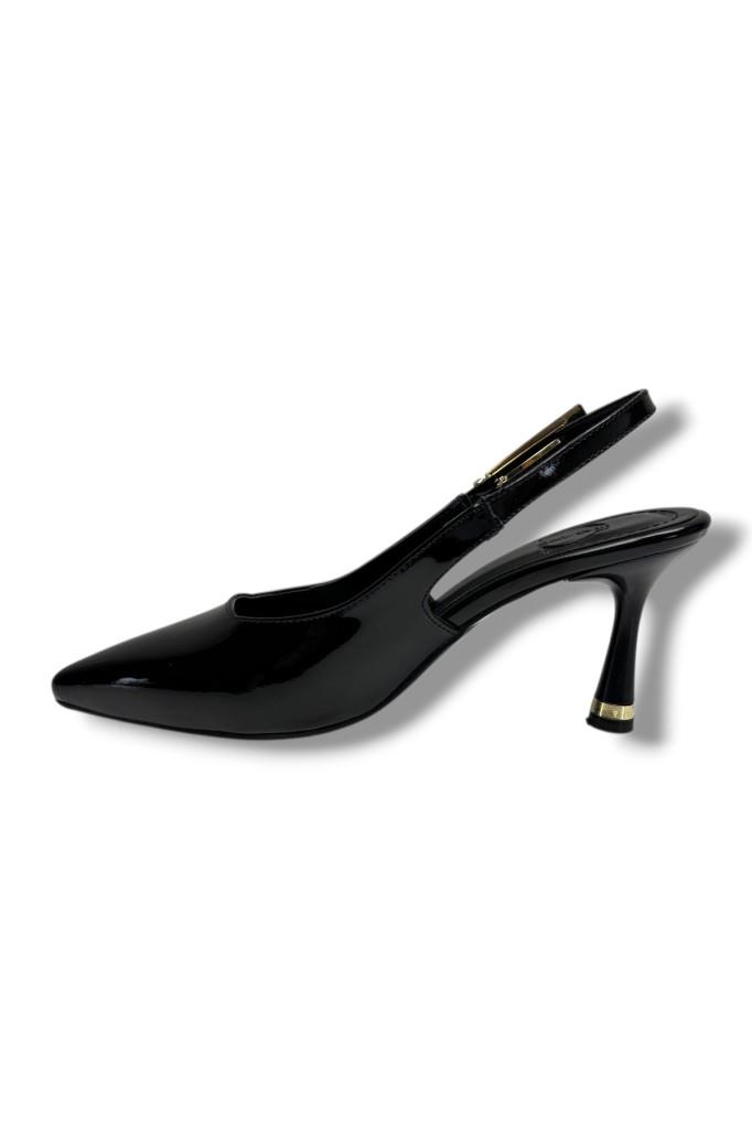 Ceylan Shoes 421-26 Rugan Deri Arkası Açık İnce Topuk Kadın Stiletto
