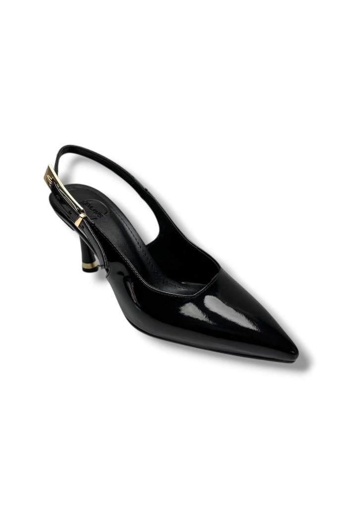 Ceylan Shoes 421-26 Rugan Deri Arkası Açık İnce Topuk Kadın Stiletto