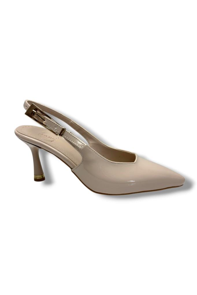 Ceylan Shoes 421-26 Rugan Deri Arkası Açık İnce Topuk Kadın Stiletto