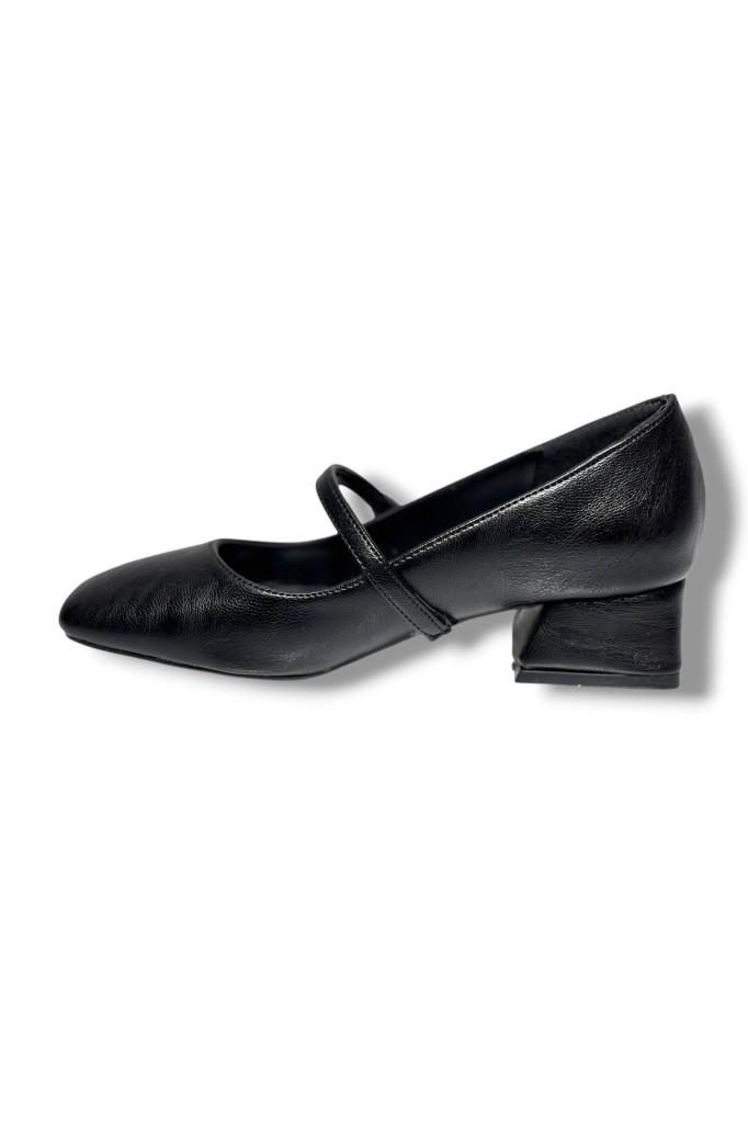Cshoes 175-26 Cilt Deri Bantlı Kısa Kare Topuklu Kadın Ayakkabı