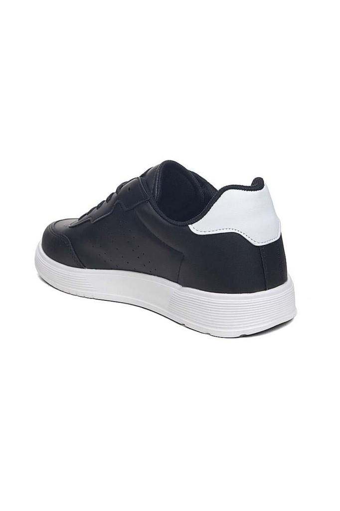 Dark Step 158-26 Cilt Deri Anatomik Erkek Sneaker Siyah-Beyaz