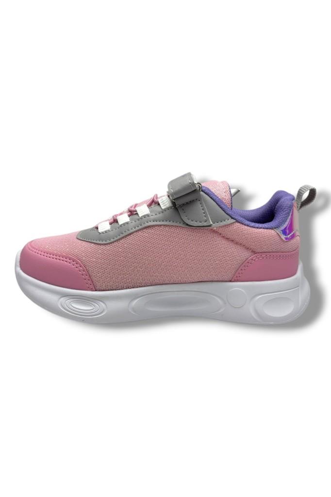 Deep Kids 025-26 Anorak Kalp Desenli Anatomik Cırtlı Kız Çocuk Sneaker Pembe Gri