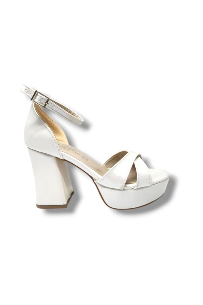 Defne 787-25 Deri Çapraz Bant Kalın Topuk(10cm) Anatomik Kadın Sandalet