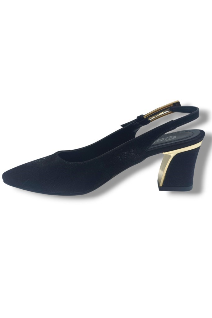 Desire 3101-26 Parlak Baskılı Nubuk Nikelajlı Kalın Topuk Kadın Ayakkabı(6,5cm)