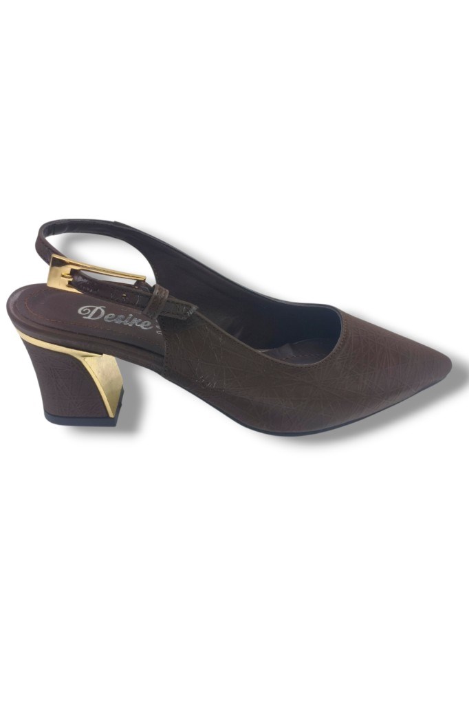 Desire 3101-26 Parlak Baskılı Nubuk Nikelajlı Kalın Topuk Kadın Ayakkabı(6,5cm)