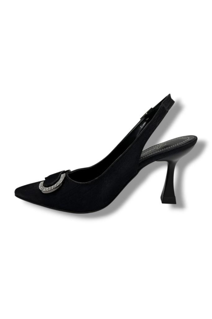 Desire 452-26 Çizgili Saten Taşlı Tokalı İnce Topuk Kadın Stiletto 8,5cm
