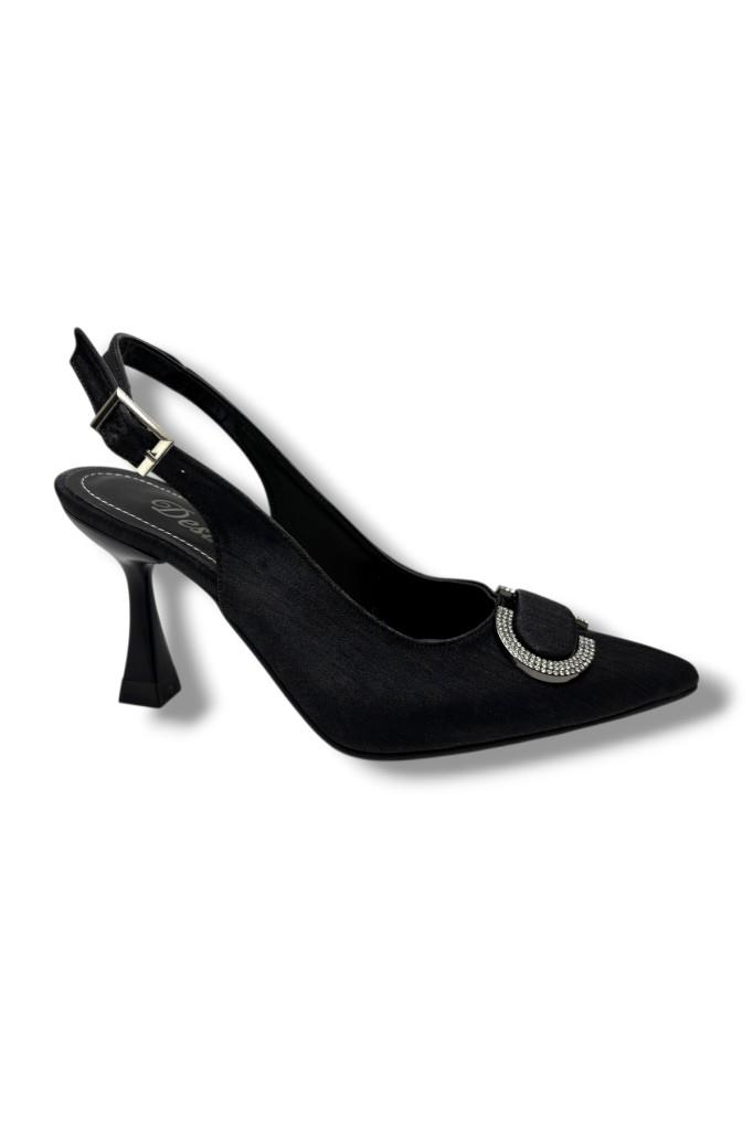 Desire 452-26 Çizgili Saten Taşlı Tokalı İnce Topuk Kadın Stiletto 8,5cm