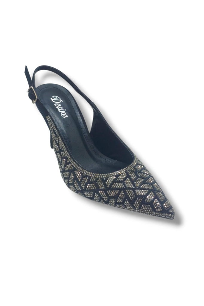 Desire 5011-26 Taşlı Mozaik Desenli İnce Topuk Kadın Stiletto 8,5cm