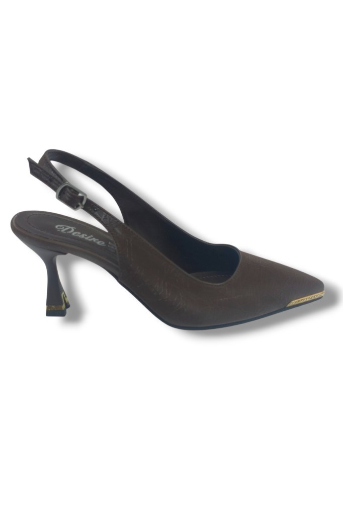 Desire 550-26 Baskılı Parlak Nubuk Taşlı İnce Topuk Kadın Stiletto (8cm)
