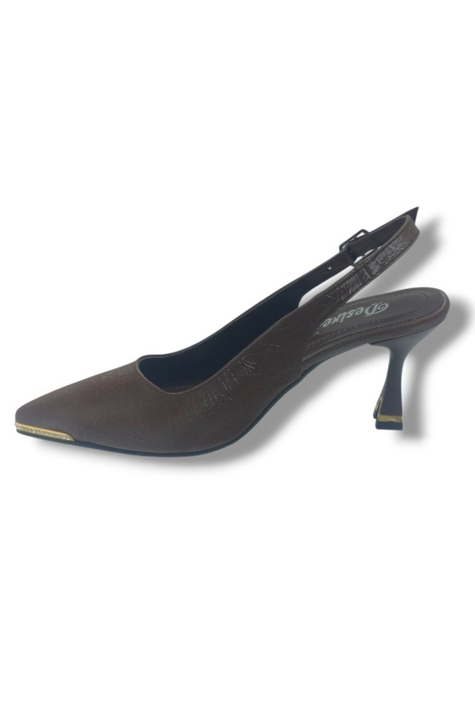 Desire 550-26 Baskılı Parlak Nubuk Taşlı İnce Topuk Kadın Stiletto (8cm)