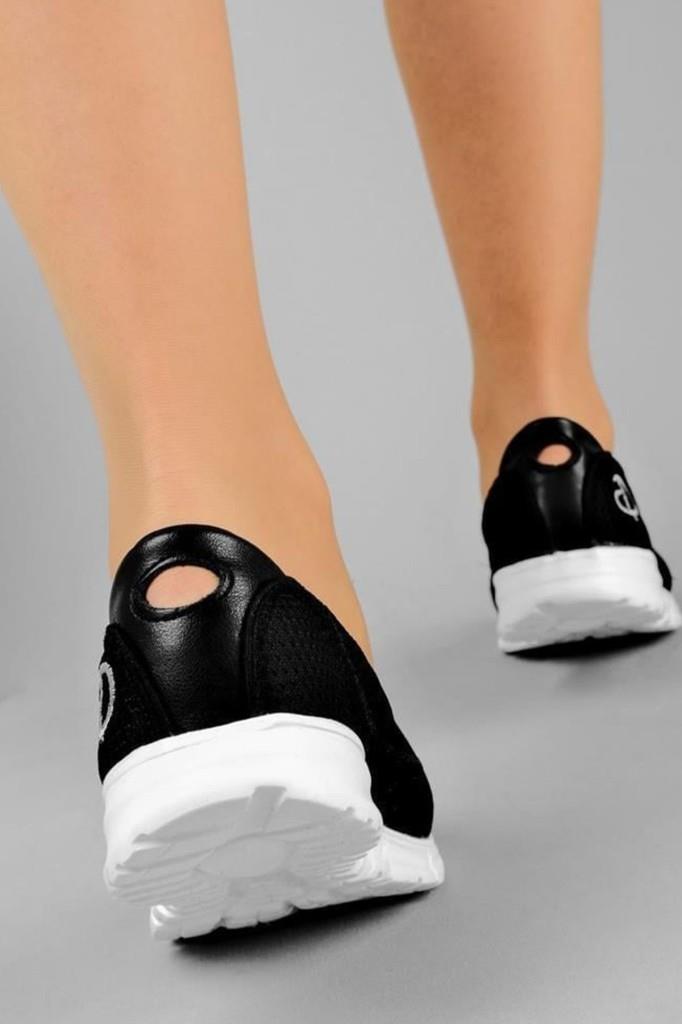 Diva Mod 801-24 Triko Konforlu Esnek Kadın Sneaker Siyah Beyaz