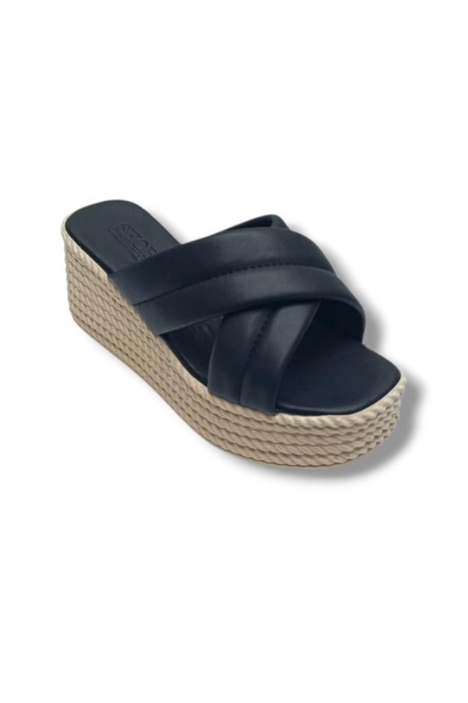 Efsun 3010-26 Cilt Çapraz Bant Anatomik Dolgu Topuk Kadın Terlik