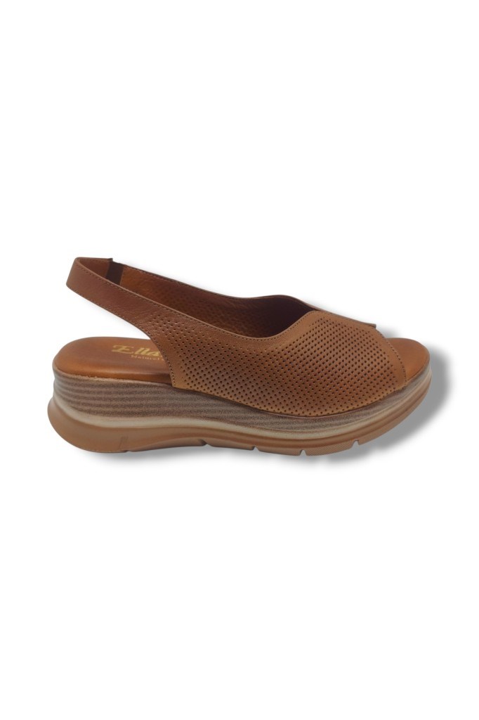 Ellanor S-564-26 Hakiki Deri Anatomik Dolgu Taban Kadın Sandalet