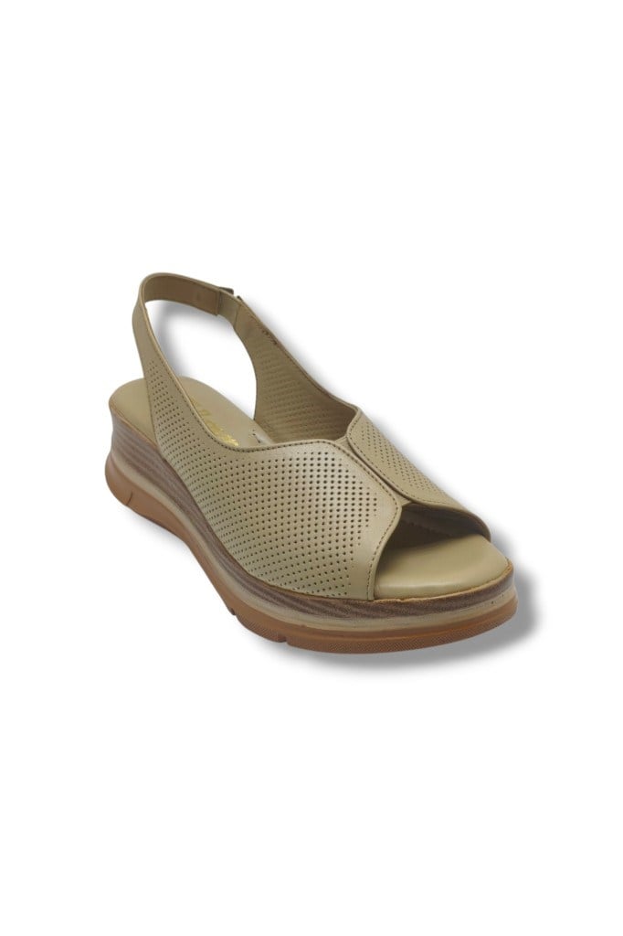 Ellanor S-564-26 Hakiki Deri Anatomik Dolgu Taban Kadın Sandalet