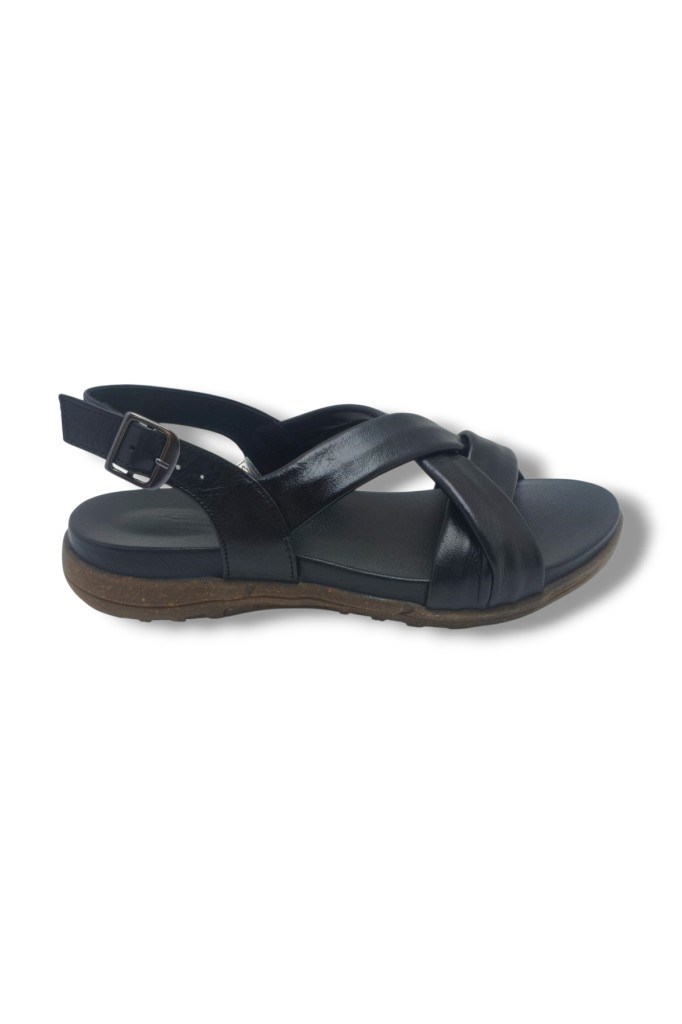 Ellanor S-687-26 Hakiki Deri Çapraz Bant Anatomik Taban Kadın Sandalet