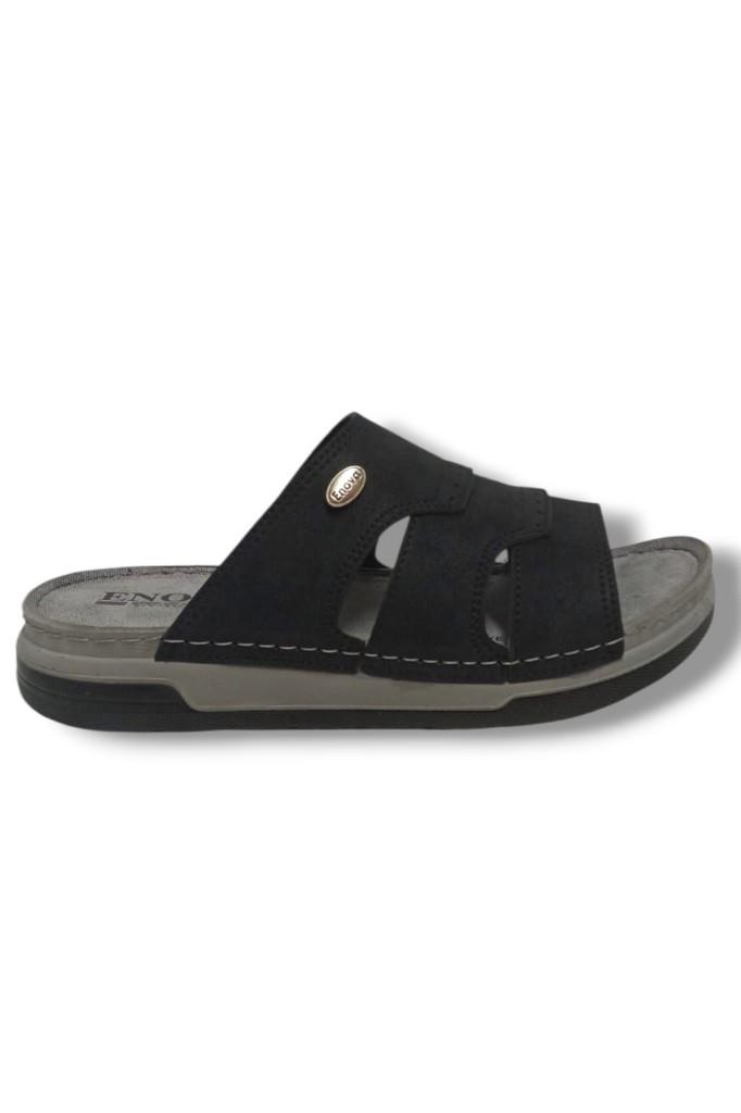 Enova E508-25 Deri Anatomik Tek Bant Tokalı Erkek Terlik