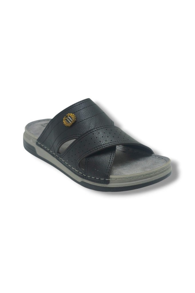 Enova E523-26 Deri Anatomik Dallı Kalkan Tokalı Erkek Terlik