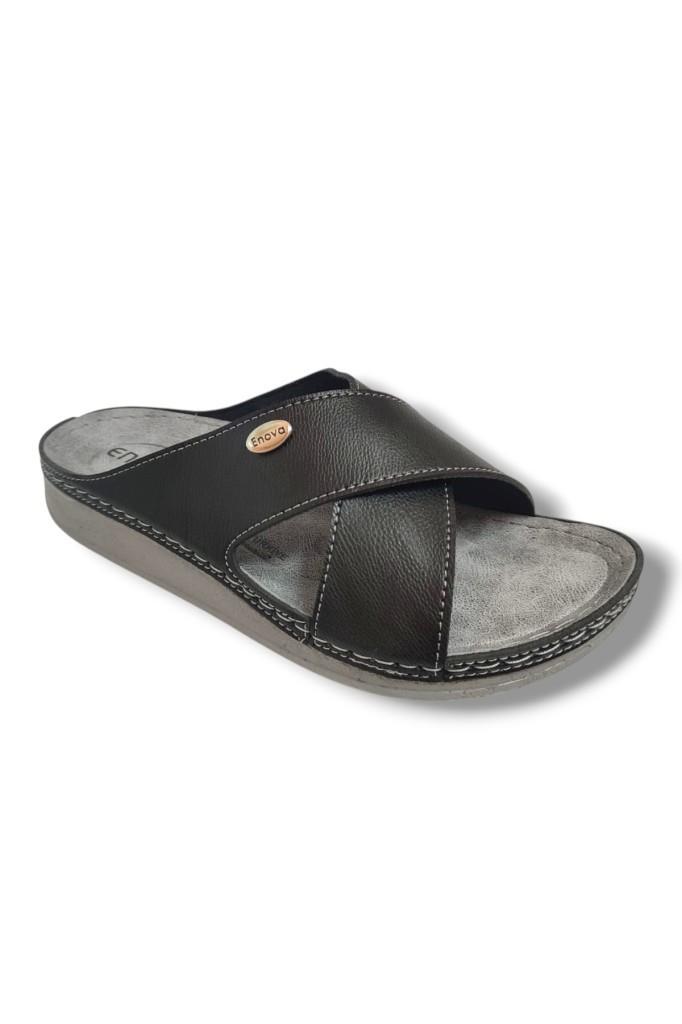 Enova M224-0102-25 Deri Anatomik Çapraz Bant Erkek Terlik