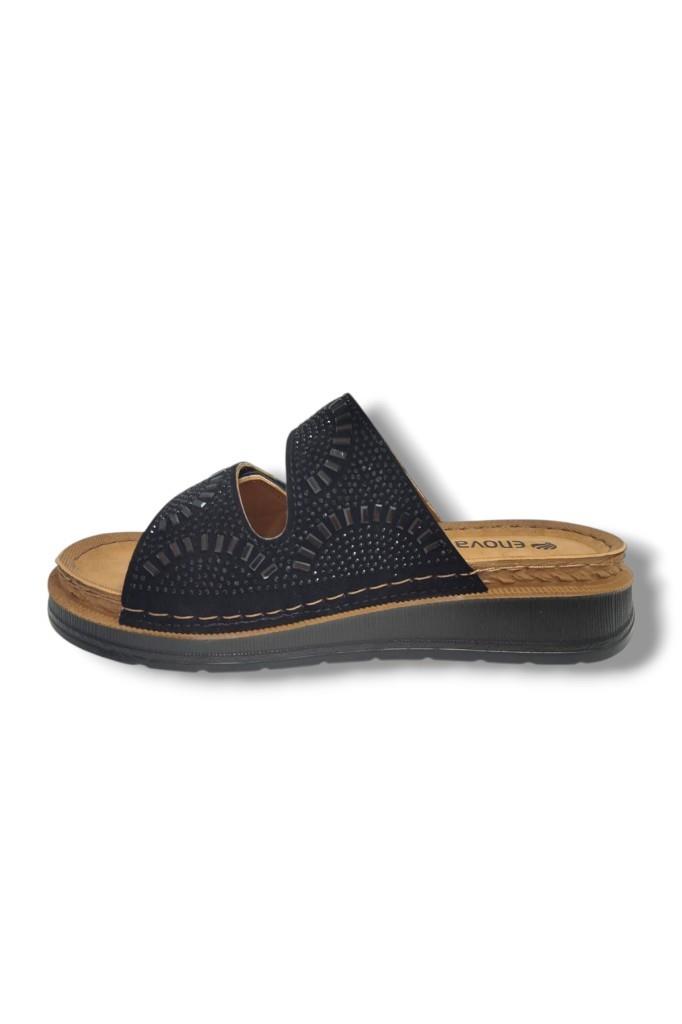 Enova M3-25 Anatomik Taşlı Çift Bant Cırtlı Kadın Terlik