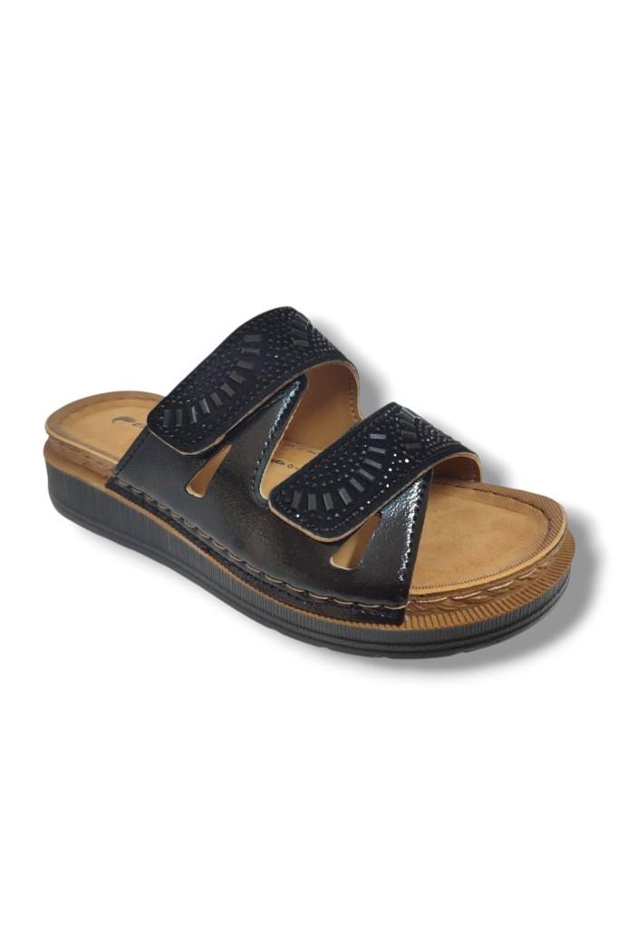 Enova M3-25 Anatomik Taşlı Çift Bant Cırtlı Kadın Terlik