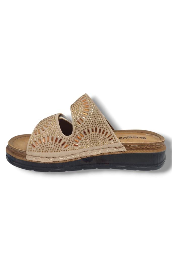 Enova M3-25 Anatomik Taşlı Çift Bant Cırtlı Kadın Terlik