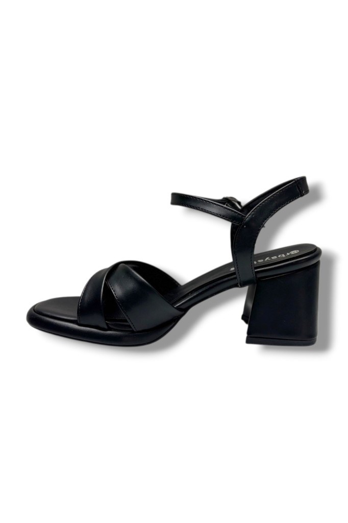 Erbay 405-26 Cilt Deri Çapraz Bant Kalın Topuk Anatomik Kadın Sandalet(7cm)