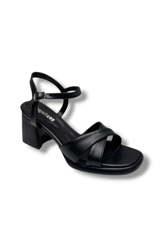 Erbay 405-26 Cilt Deri Çapraz Bant Kalın Topuk Anatomik Kadın Sandalet(7cm)