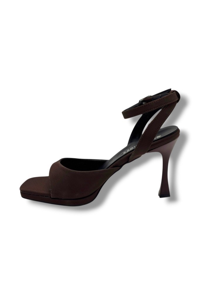 Erbay 603-26 Parlak Saten Tek Bant Orta Boy Topuk Kadın Sandalet(10cm)