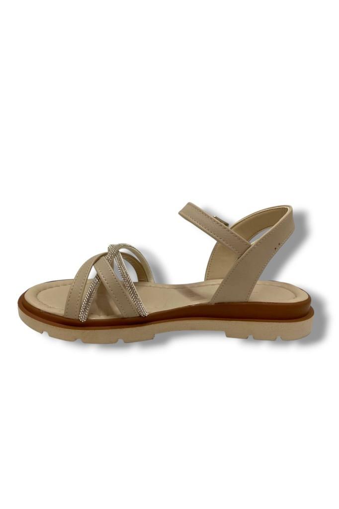 Etol E798-25 Deri Anatomik Çapraz Bant Taşlı Kadın Sandalet