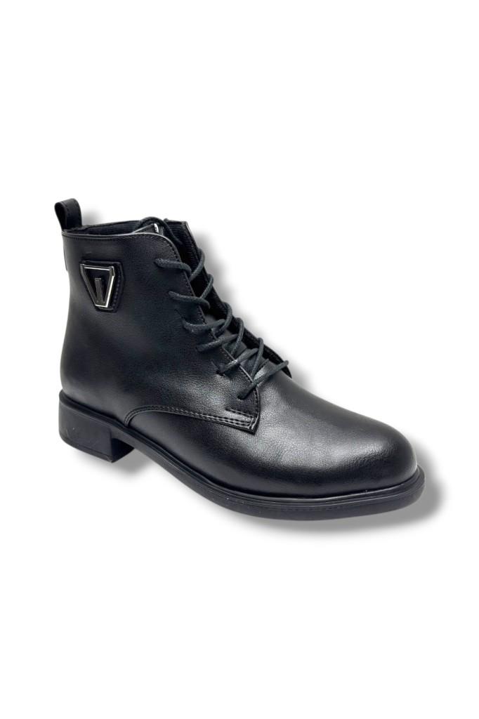 Fancy 5004-26 Anatomik Cilt Deri Fermuarlı Bağcıklı Kadın Bot