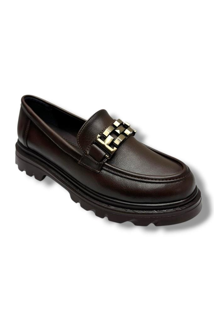 Fancy 801-26 Deri Loafer Tokalı Anatomik Kadın Ayakkabı