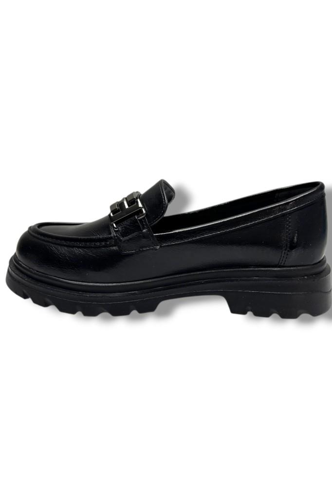 Fancy 801-26 Kırışık Rugan Deri Loafer Tokalı Anatomik Kadın Ayakkabı