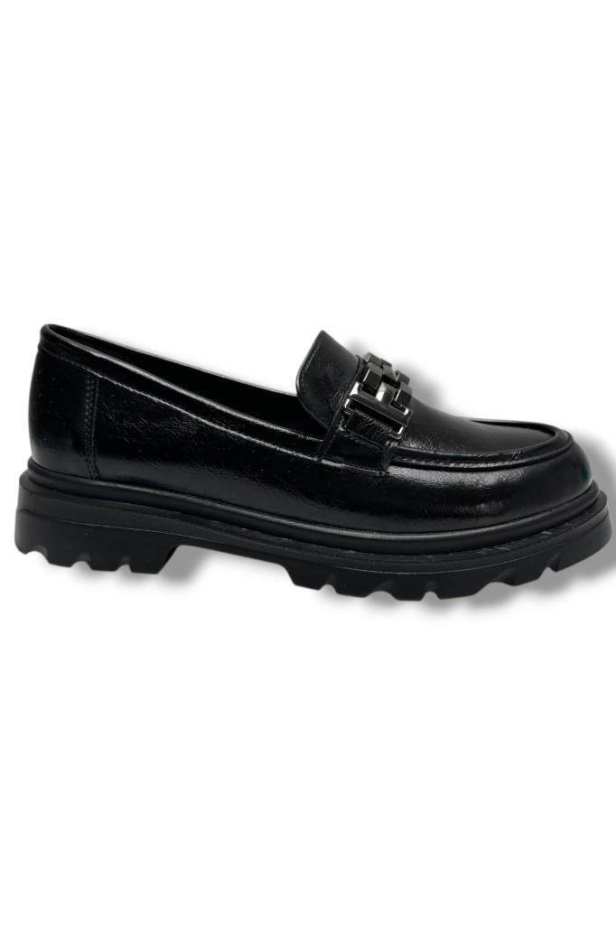 Fancy 801-26 Kırışık Rugan Deri Loafer Tokalı Anatomik Kadın Ayakkabı