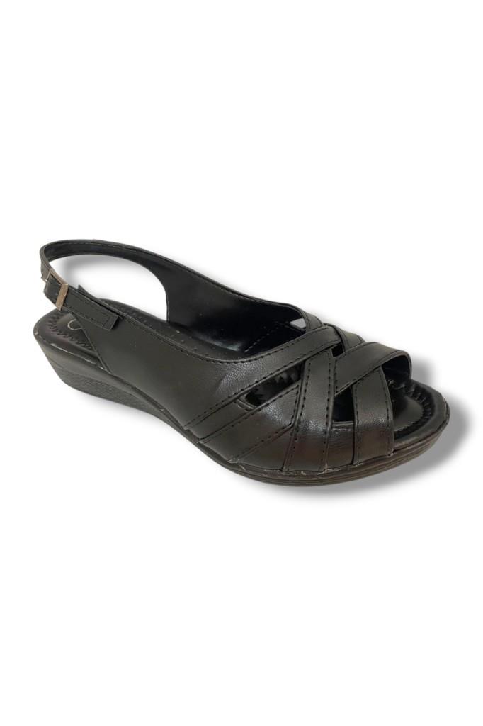 Fears 0060-25 Deri Çapraz Bant Dolgu Topuk Kadın Sandalet