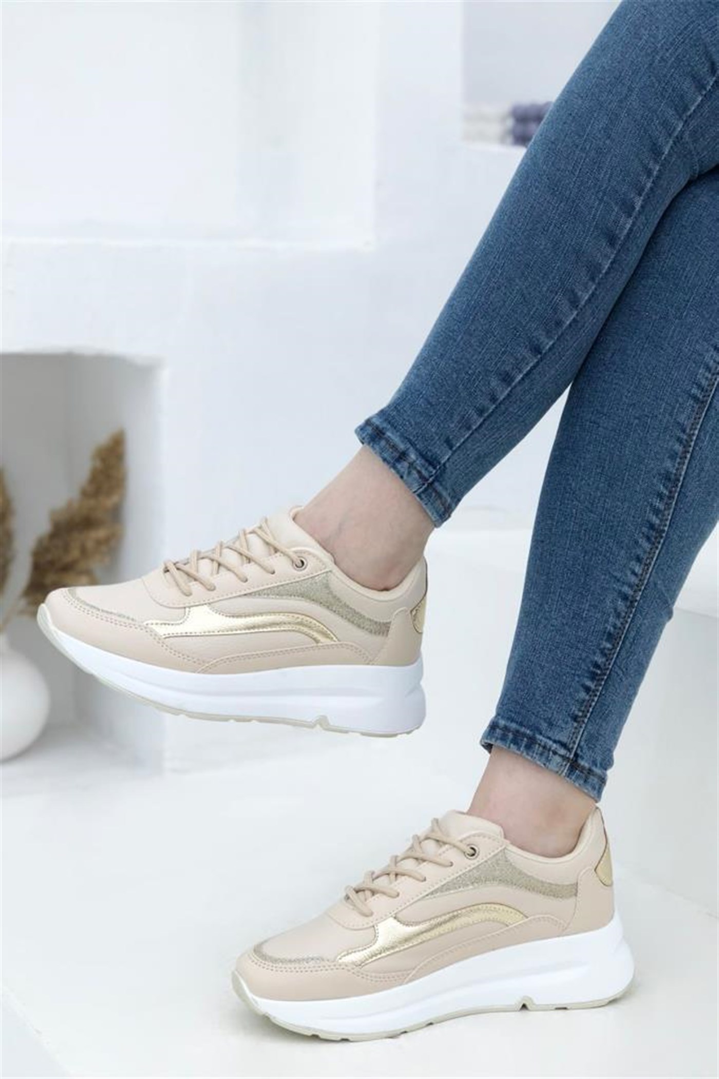 Flet 137-22K Deri Trend Fashion Kadın Sneakers Ayakkabı