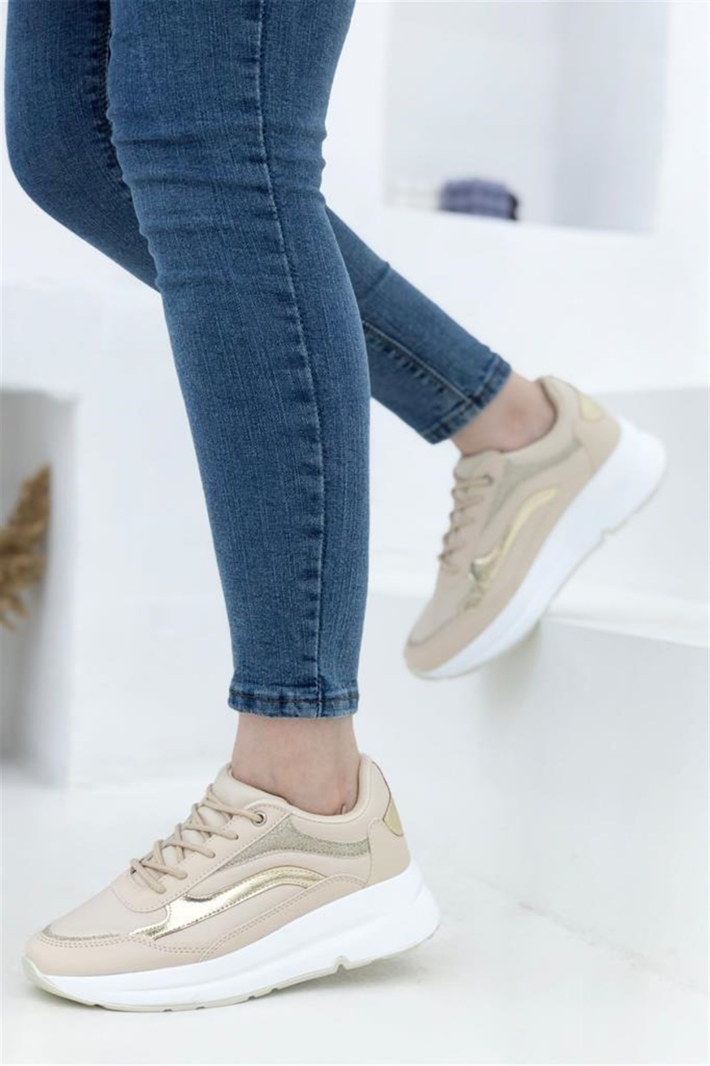 Flet 137-22K Deri Trend Fashion Kadın Sneakers Ayakkabı