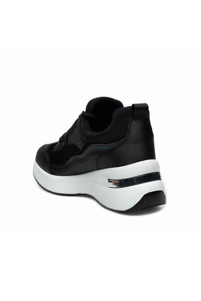 Flet 327-25 Deri Anorak Anatomik Kadın Sneaker Siyah Beyaz