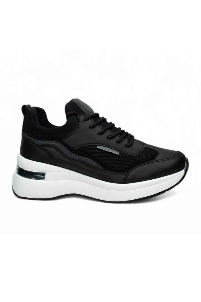 Flet 327-25 Deri Anorak Anatomik Kadın Sneaker Siyah Beyaz