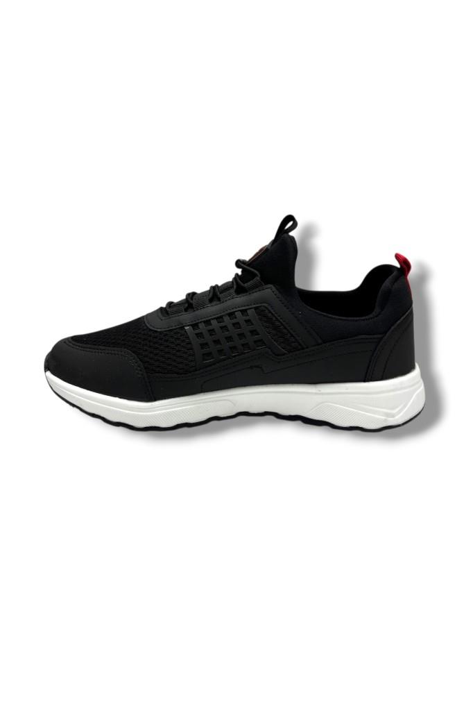 G-Class 9060-26 Anorak Deri Slip-On Trend Fashıon Erkek Sneakers Siyah Kırmızı Beyaz