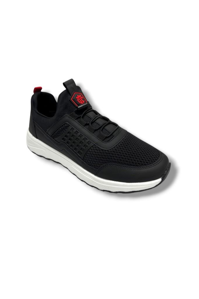 G-Class 9060-26 Anorak Deri Slip-On Trend Fashıon Erkek Sneakers Siyah Kırmızı Beyaz