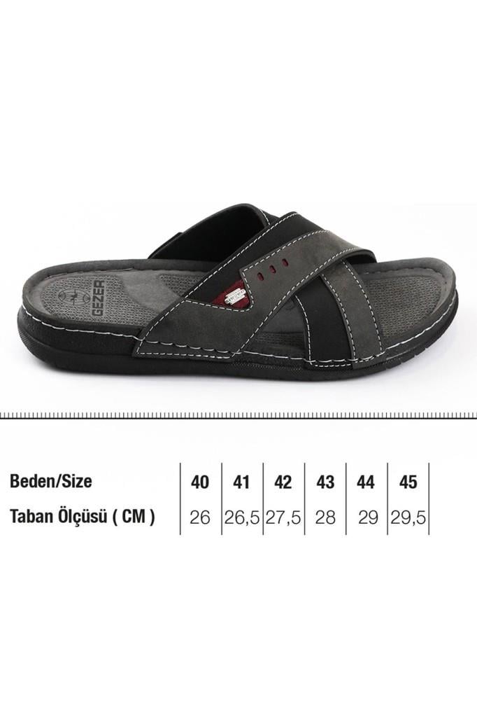 Gezer 11474-25 Deri Anatomik Çapraz Bant Erkek Terlik