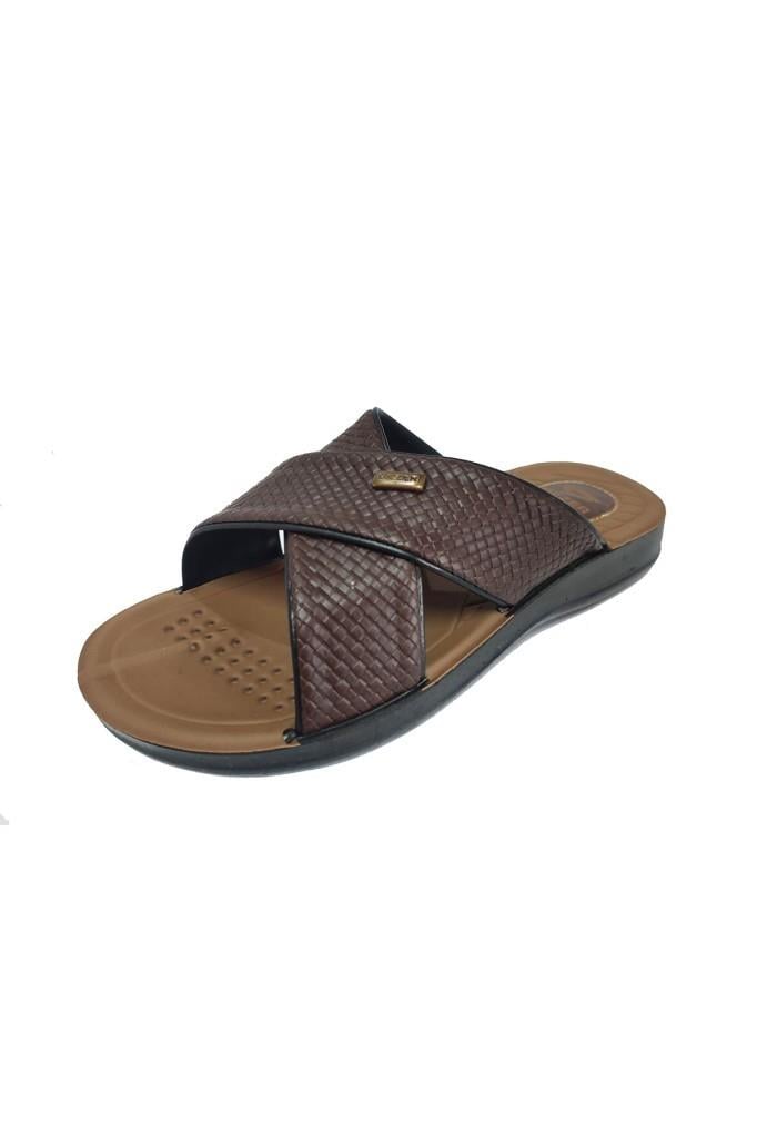 Gezer 12598-25 Deri Anatomik Çapraz Erkek Terlik